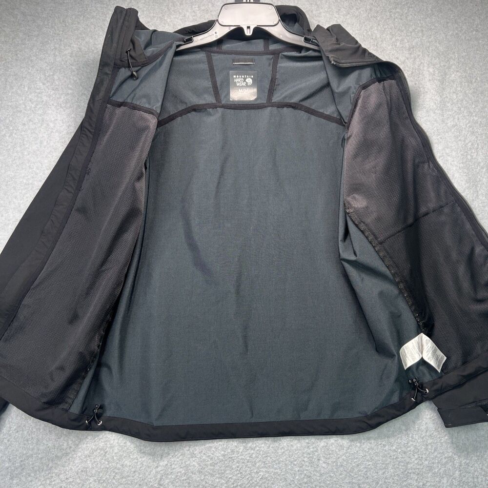 Mountain Hardware Mens Ozonic Stretch Rain Jacket Medium Black Hooded Soft Shell - Picture 11 of 15